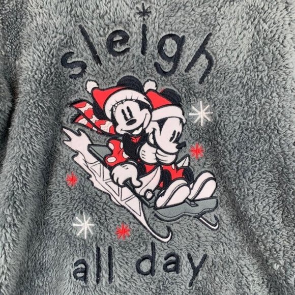 DISNEY Women Plush Gray Fleece Mickey Minnie Mouse Sz S - Picture 3 of 9